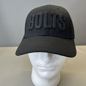 Bolts Hat Cap Strapback Black on Black Adjustable One Size Embroidered Adult